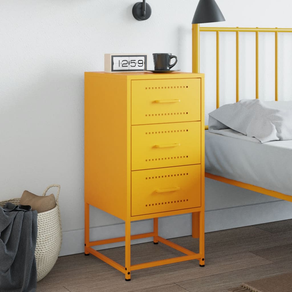 vidaXL Szafka nocna, musztardowa, 36x39x78 cm, stal