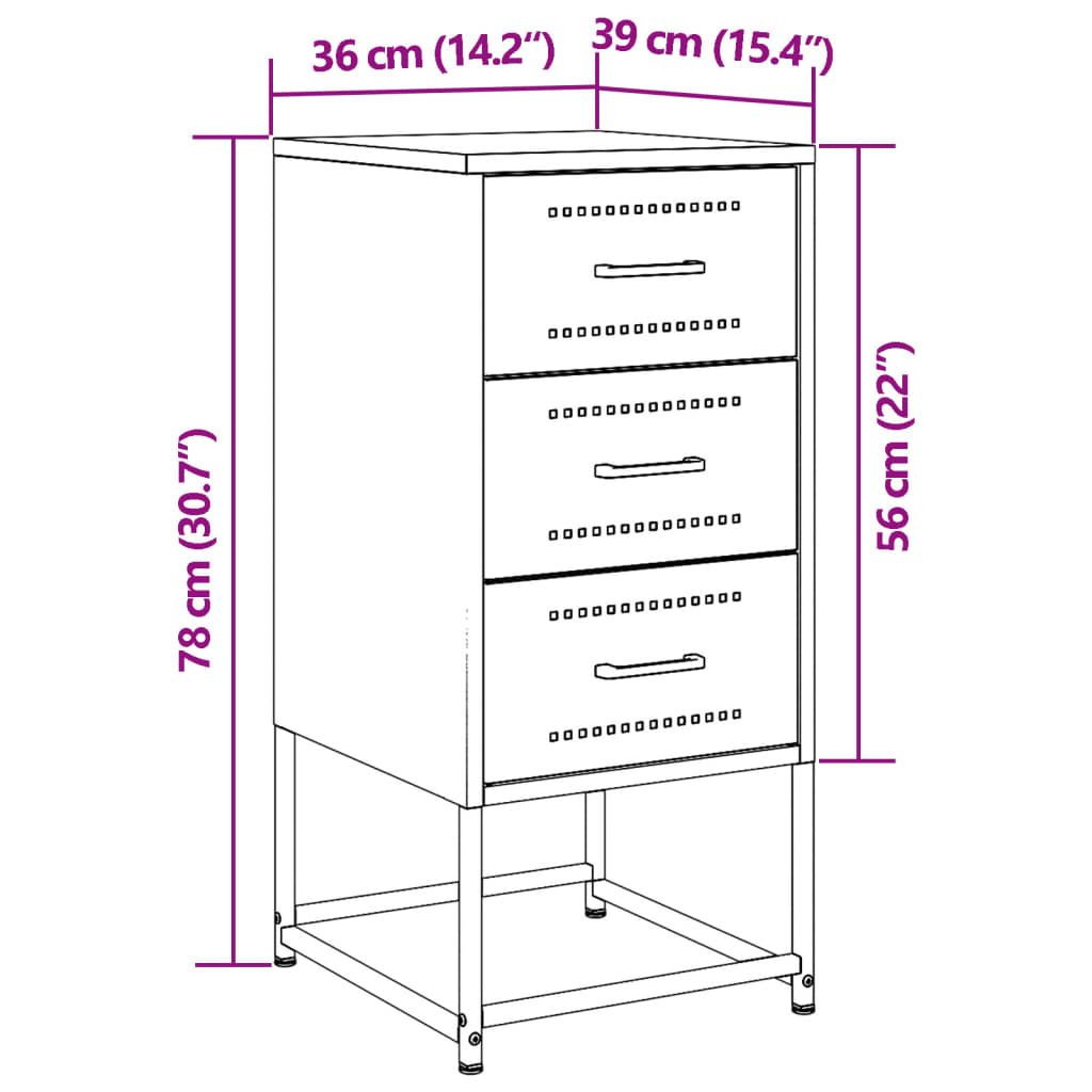 vidaXL Szafki nocne, 2 szt., musztardowe, 36x39x78 cm, stal