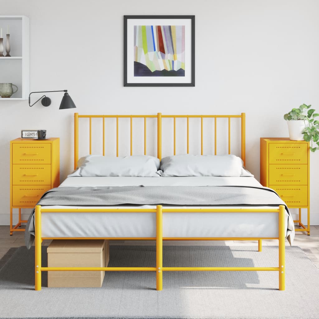 vidaXL Szafki nocne, 2 szt., musztardowe, 36x39x78 cm, stal