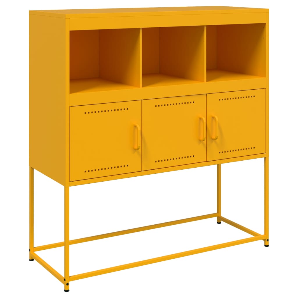 vidaXL Szafka, musztardowa, 100,5x39x107 cm, stal