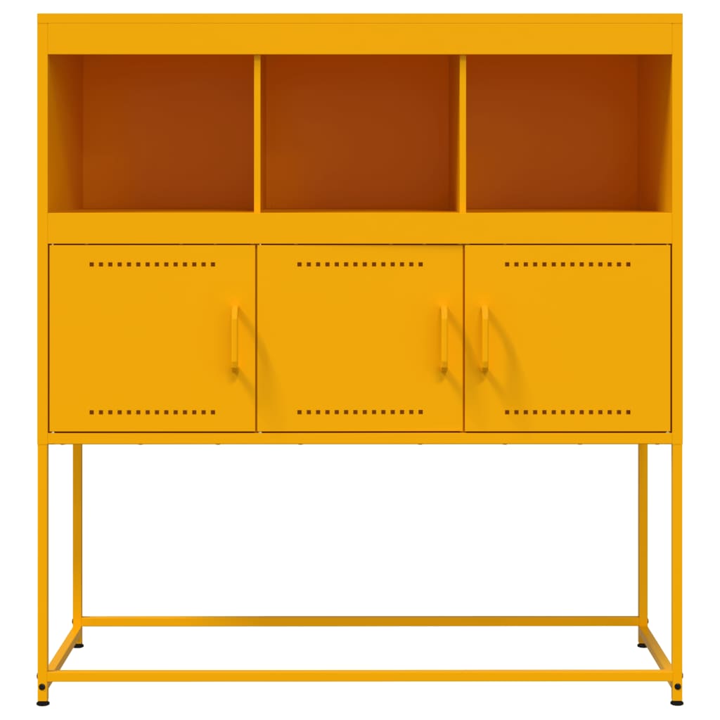 vidaXL Szafka, musztardowa, 100,5x39x107 cm, stal