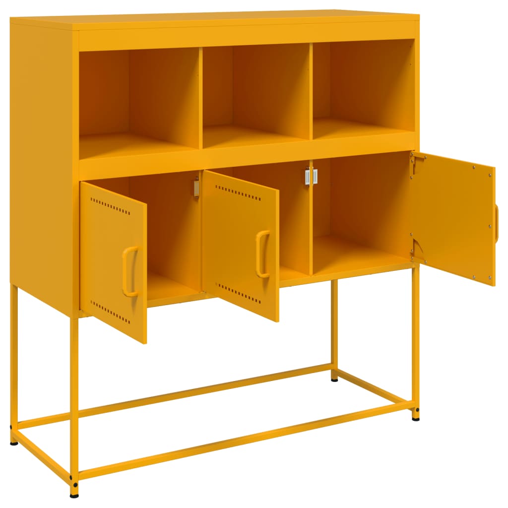 vidaXL Szafka, musztardowa, 100,5x39x107 cm, stal