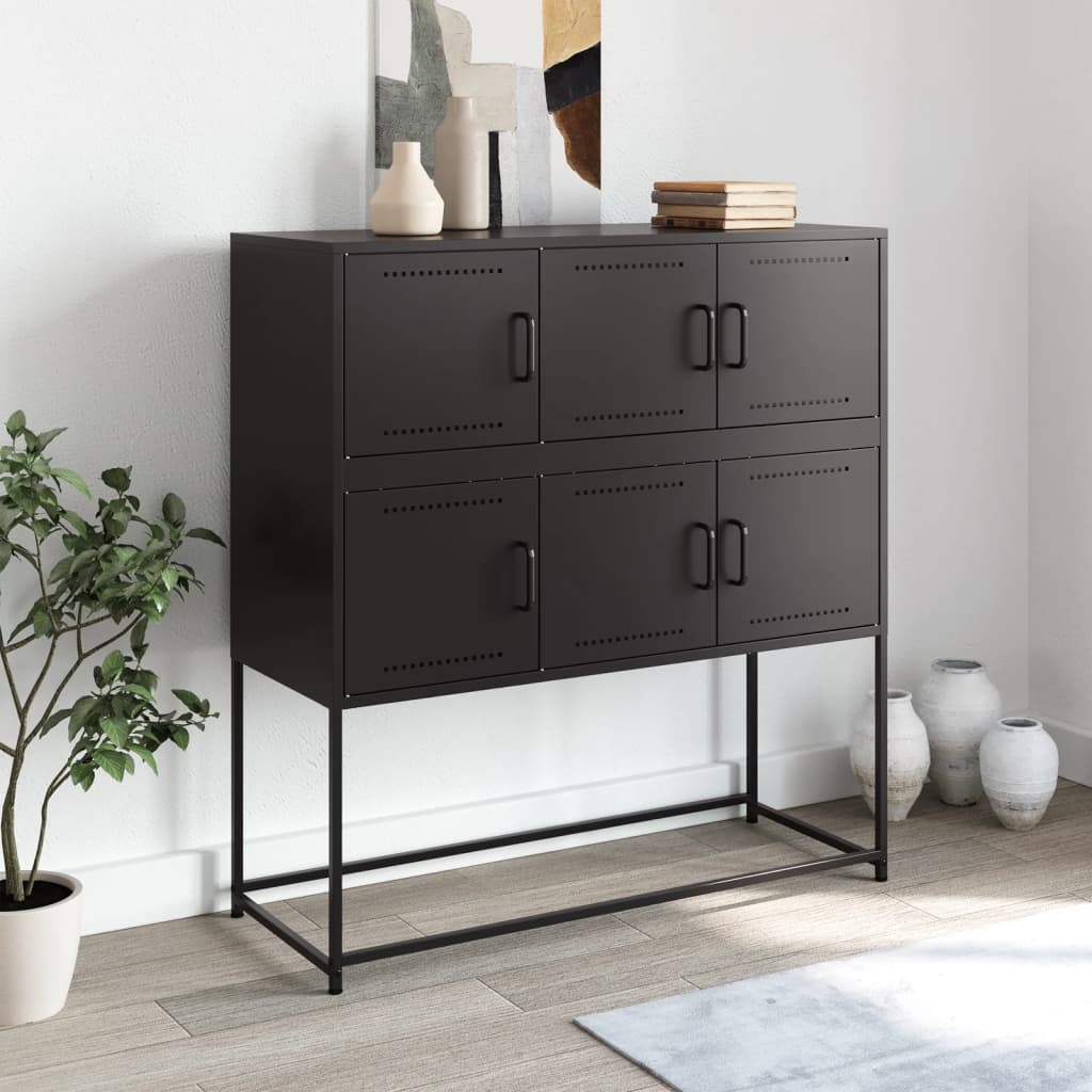 vidaXL Szafka, czarna, 100,5x39x107 cm, stal