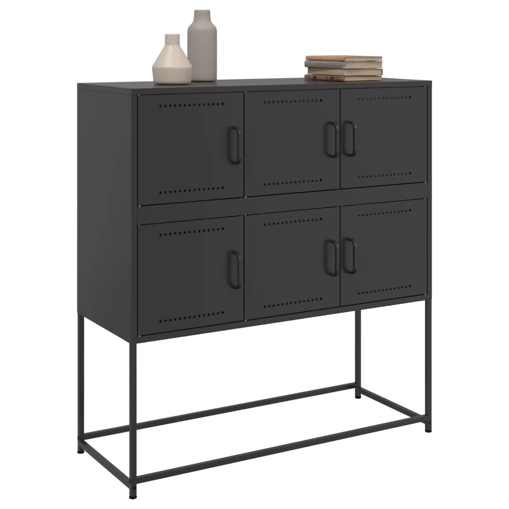 vidaXL Szafka, czarna, 100,5x39x107 cm, stal