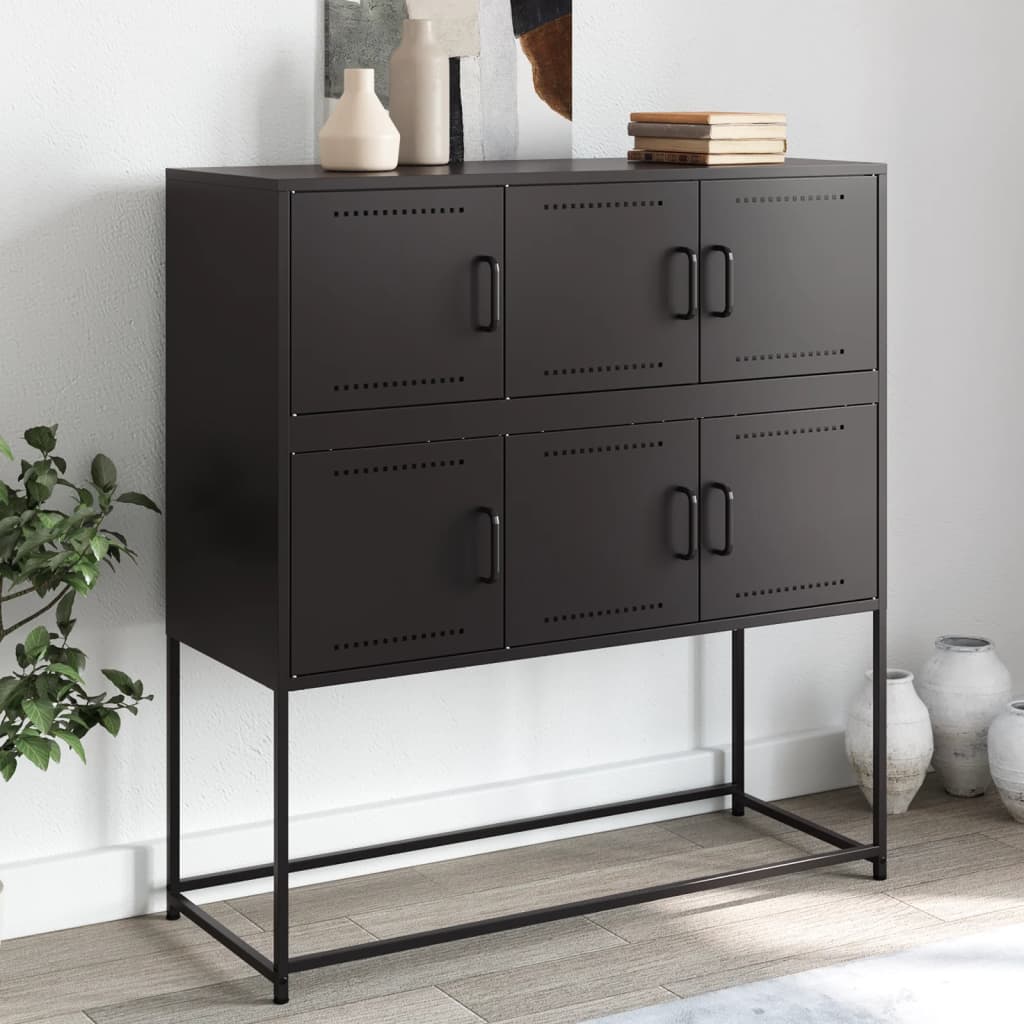vidaXL Szafka, czarna, 100,5x39x107 cm, stal