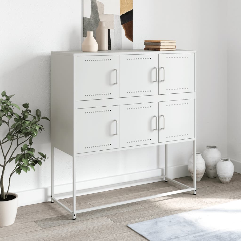 vidaXL Szafka, biała, 100,5x39x107 cm, stal