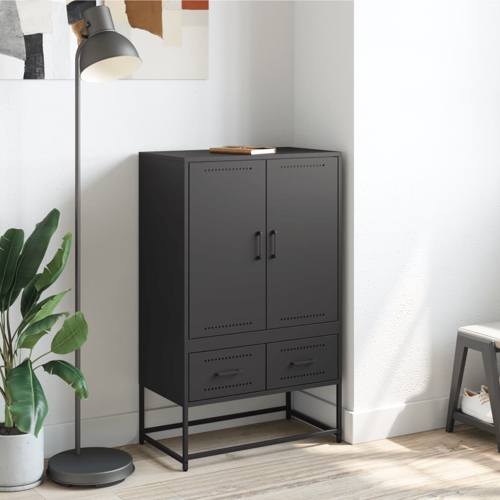 vidaXL Szafka, czarna, 68x39x111,5 cm, stal