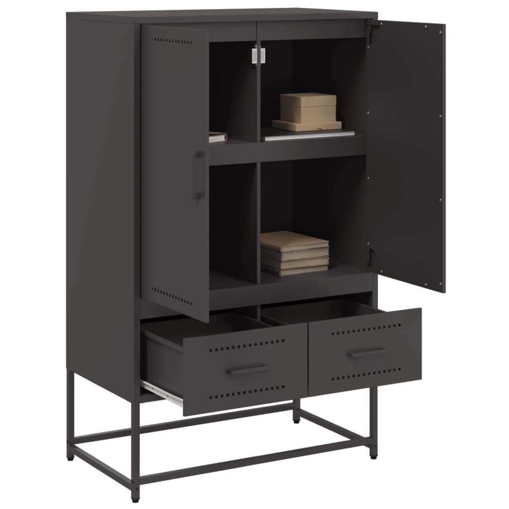 vidaXL Szafka, czarna, 68x39x111,5 cm, stal