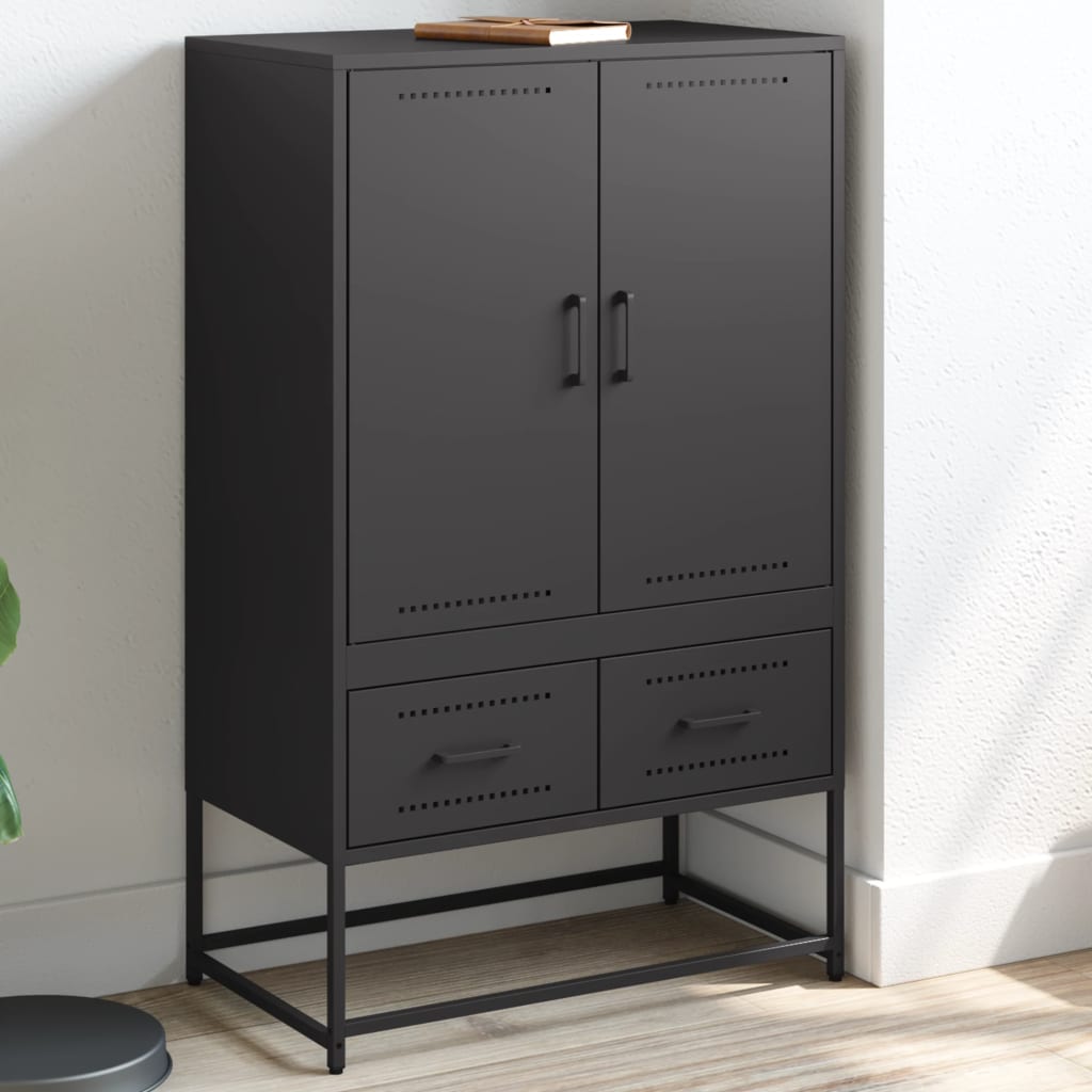 vidaXL Szafka, czarna, 68x39x111,5 cm, stal