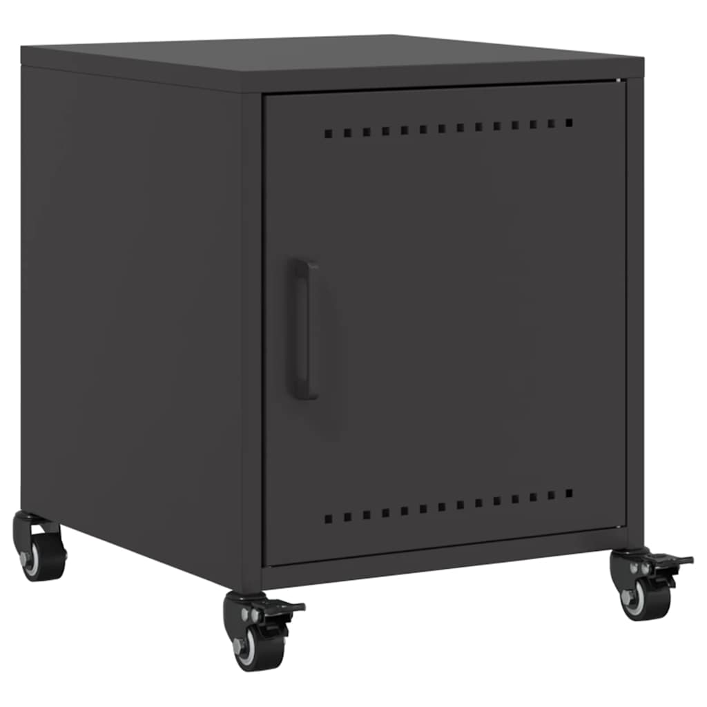 vidaXL Szafka nocna, czarna, 36x39x43,5 cm, stal