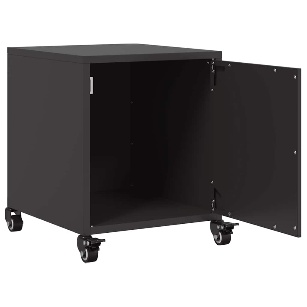 vidaXL Szafka nocna, czarna, 36x39x43,5 cm, stal