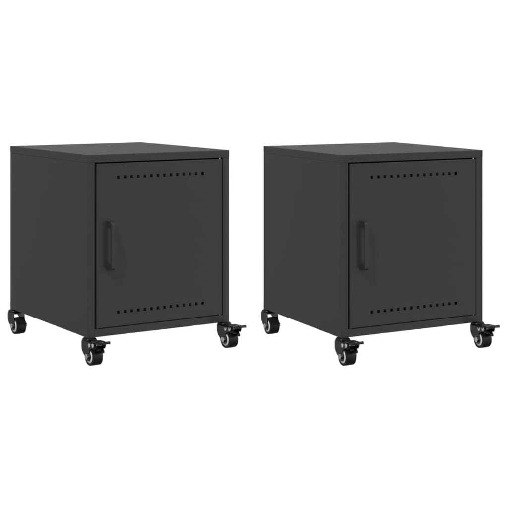 vidaXL Szafki nocne, 2 szt., czarne, 36x39x43,5 cm, stal