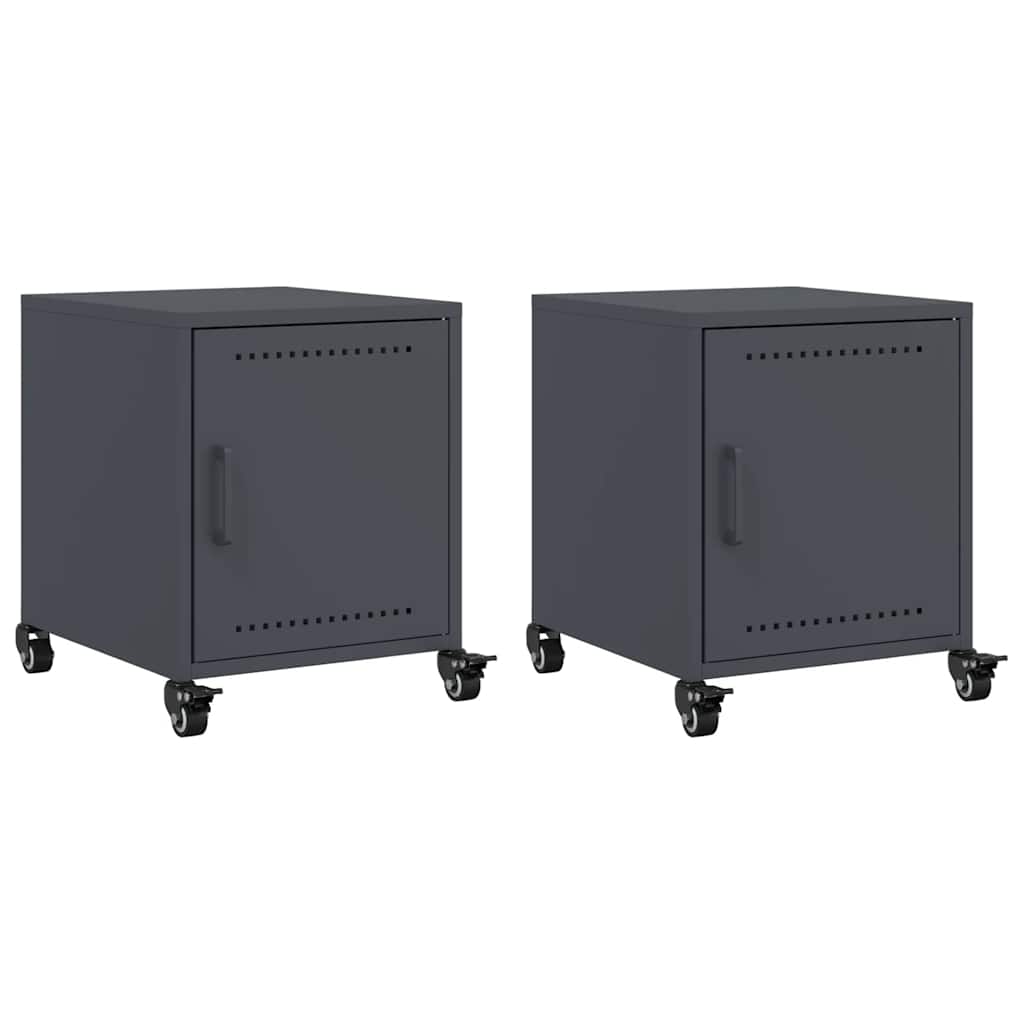 vidaXL Szafki nocne, 2 szt., antracytowe, 36x39x43,5 cm, stal