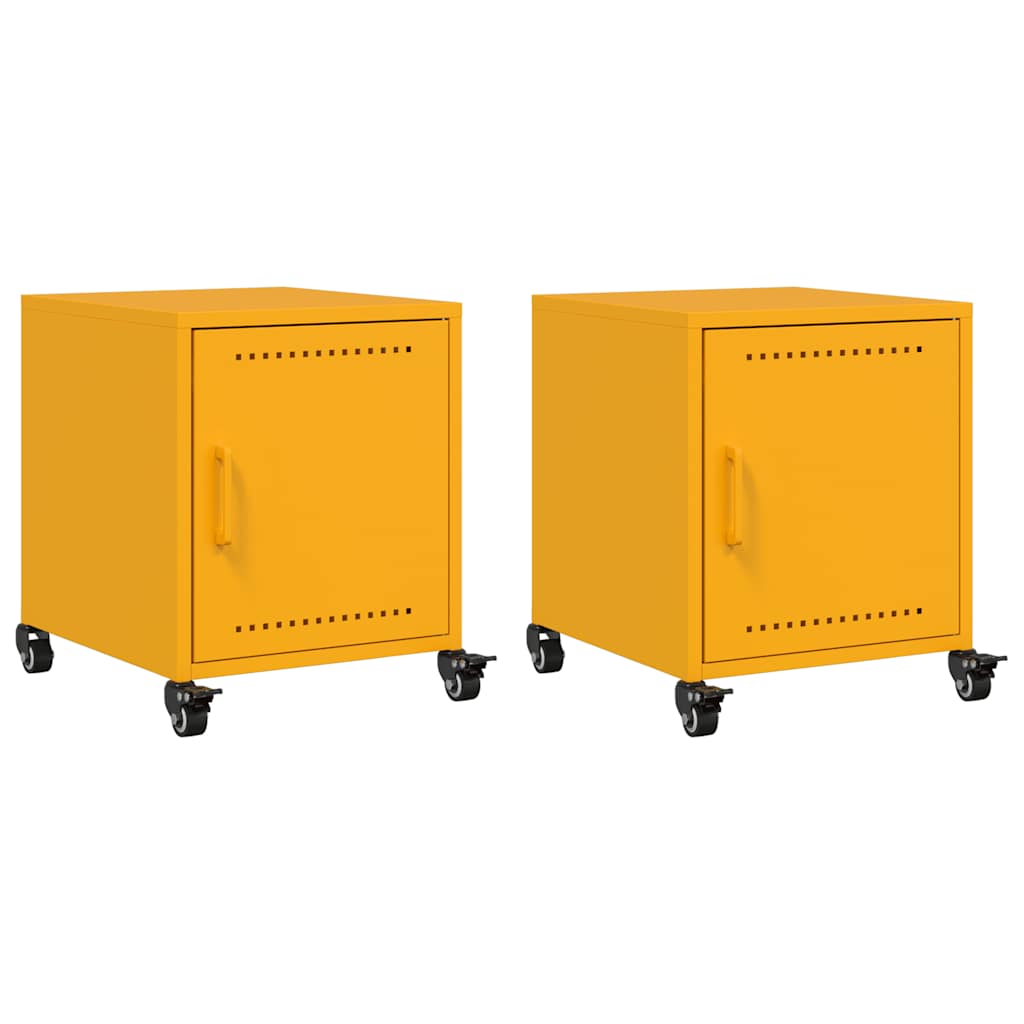 vidaXL Szafki nocne, 2 szt., musztardowe, 36x39x43,5 cm, stal