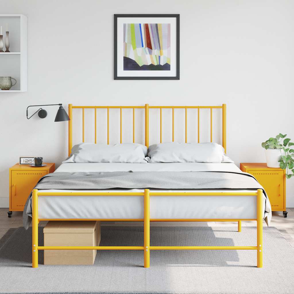 vidaXL Szafki nocne, 2 szt., musztardowe, 36x39x43,5 cm, stal