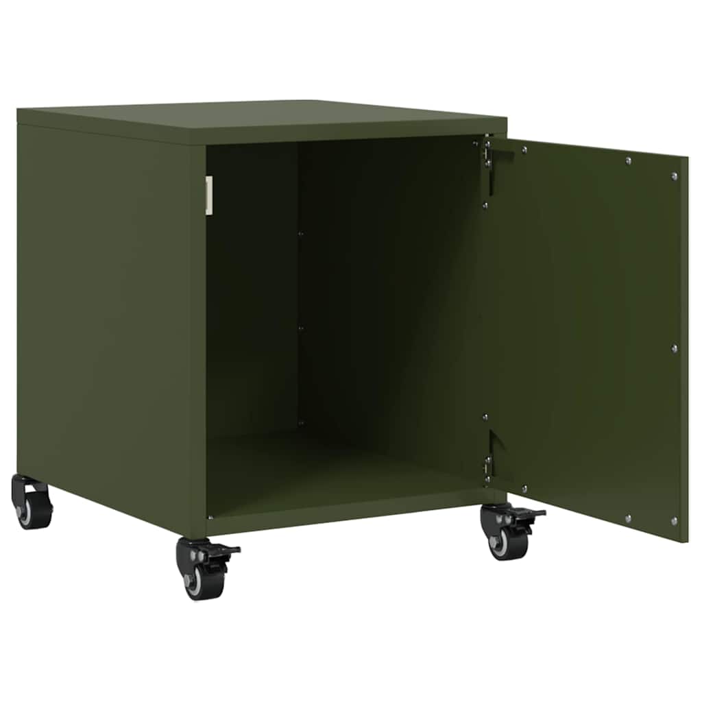 vidaXL Szafki nocne, 2 szt., oliwkowa zieleń, 36x39x43,5 cm, stal