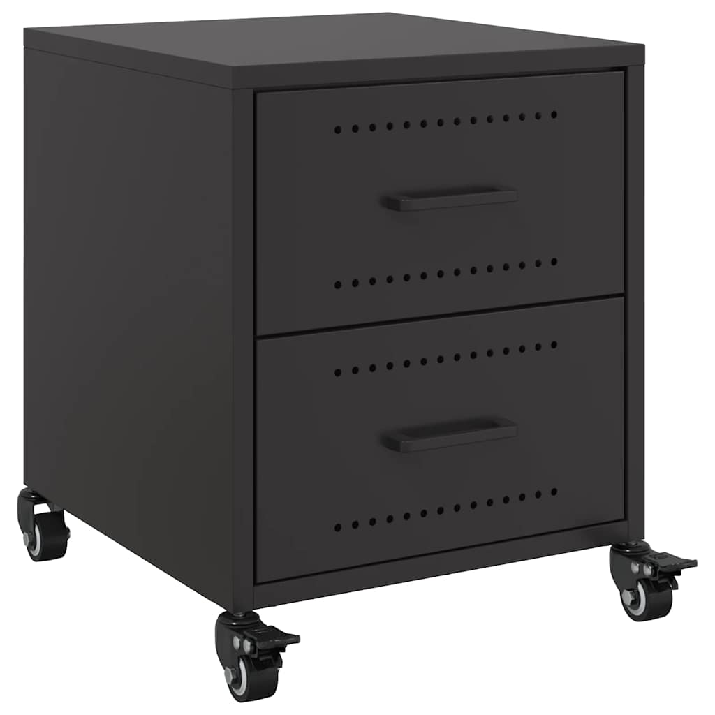 vidaXL Szafka nocna, czarna, 36x39x43,5 cm, stal