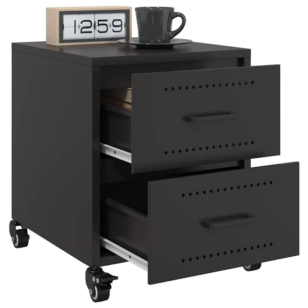 vidaXL Szafki nocne, 2 szt., czarne, 36x39x43,5 cm, stal
