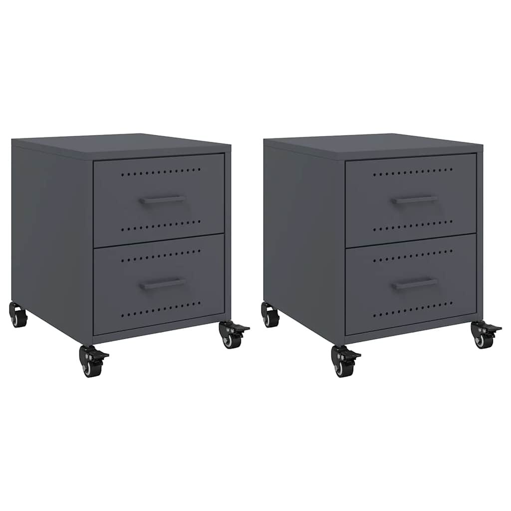 vidaXL Szafki nocne, 2 szt., antracytowe, 36x39x43,5 cm, stal