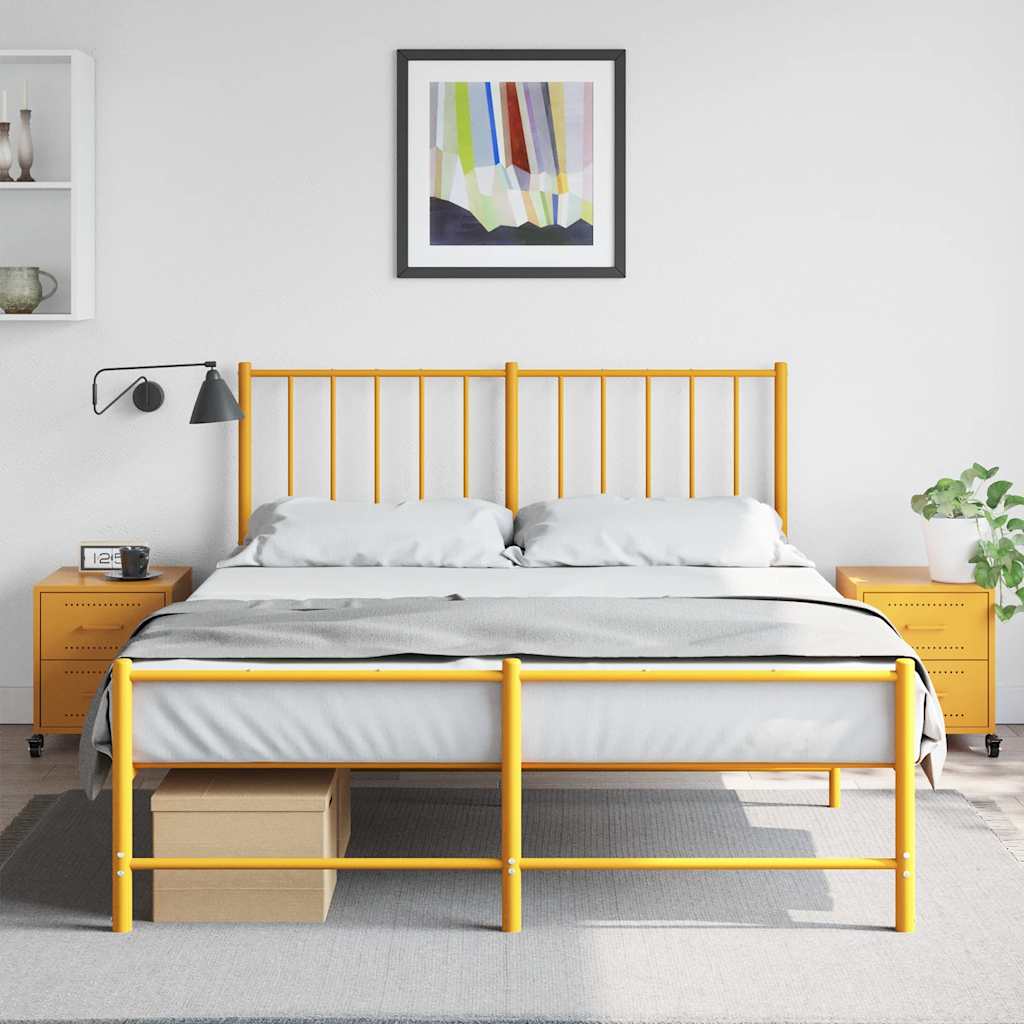vidaXL Szafki nocne, 2 szt., musztardowe, 36x39x43,5 cm, stal