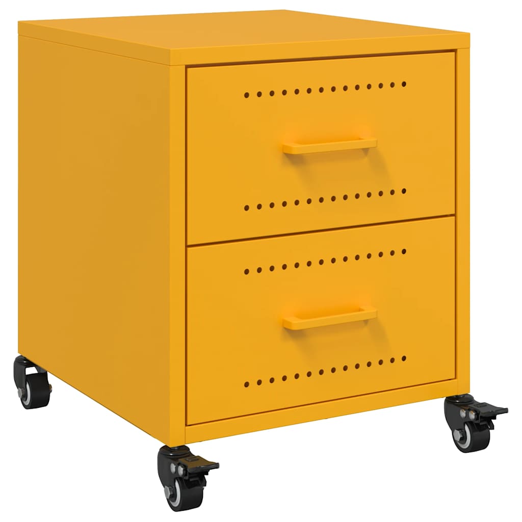 vidaXL Szafki nocne, 2 szt., musztardowe, 36x39x43,5 cm, stal