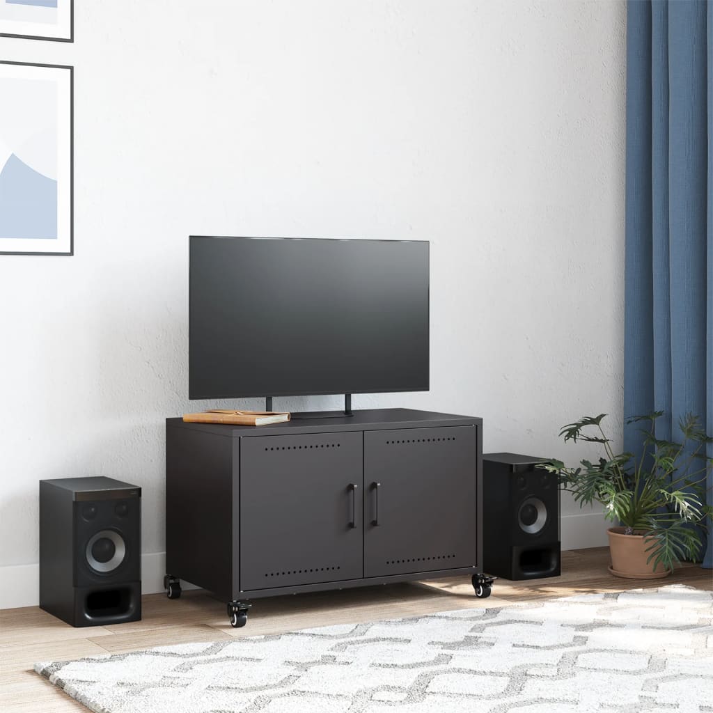 vidaXL Szafka RTV, czarna, 68x39x43,5 cm, stal