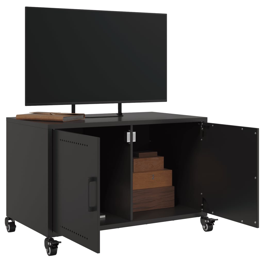 vidaXL Szafka RTV, czarna, 68x39x43,5 cm, stal