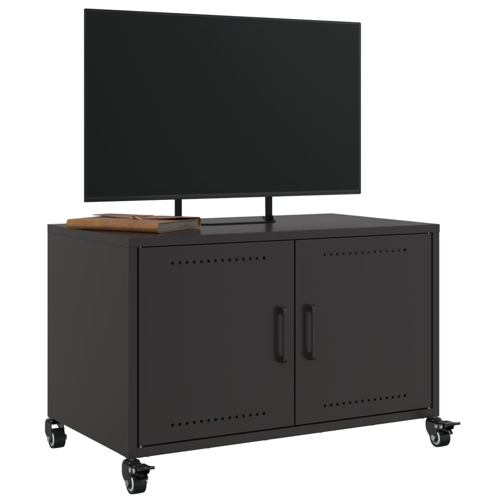 vidaXL Szafka RTV, czarna, 68x39x43,5 cm, stal