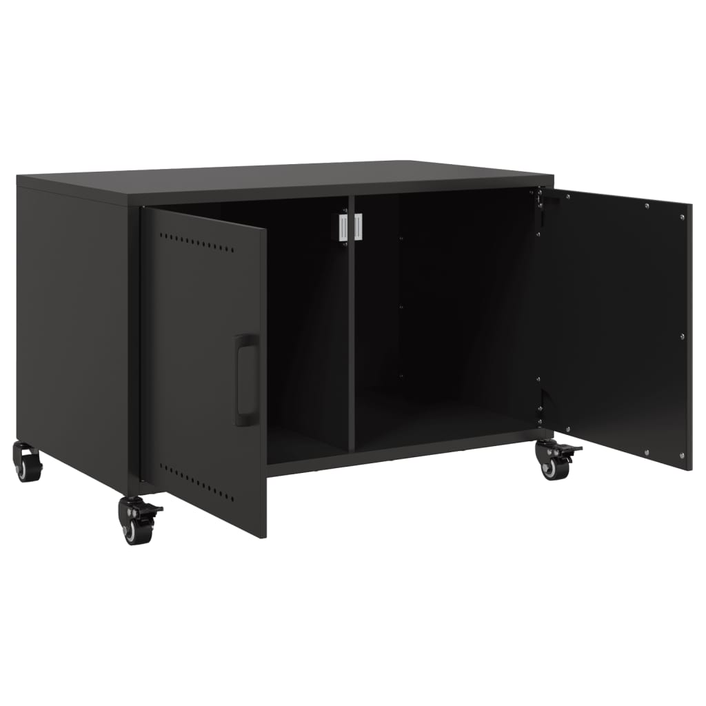 vidaXL Szafka RTV, czarna, 68x39x43,5 cm, stal