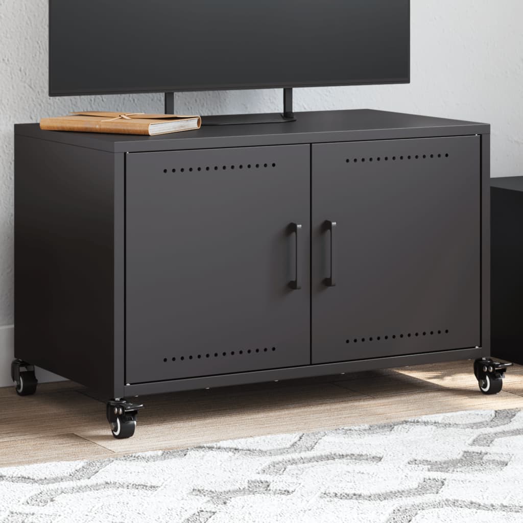 vidaXL Szafka RTV, czarna, 68x39x43,5 cm, stal