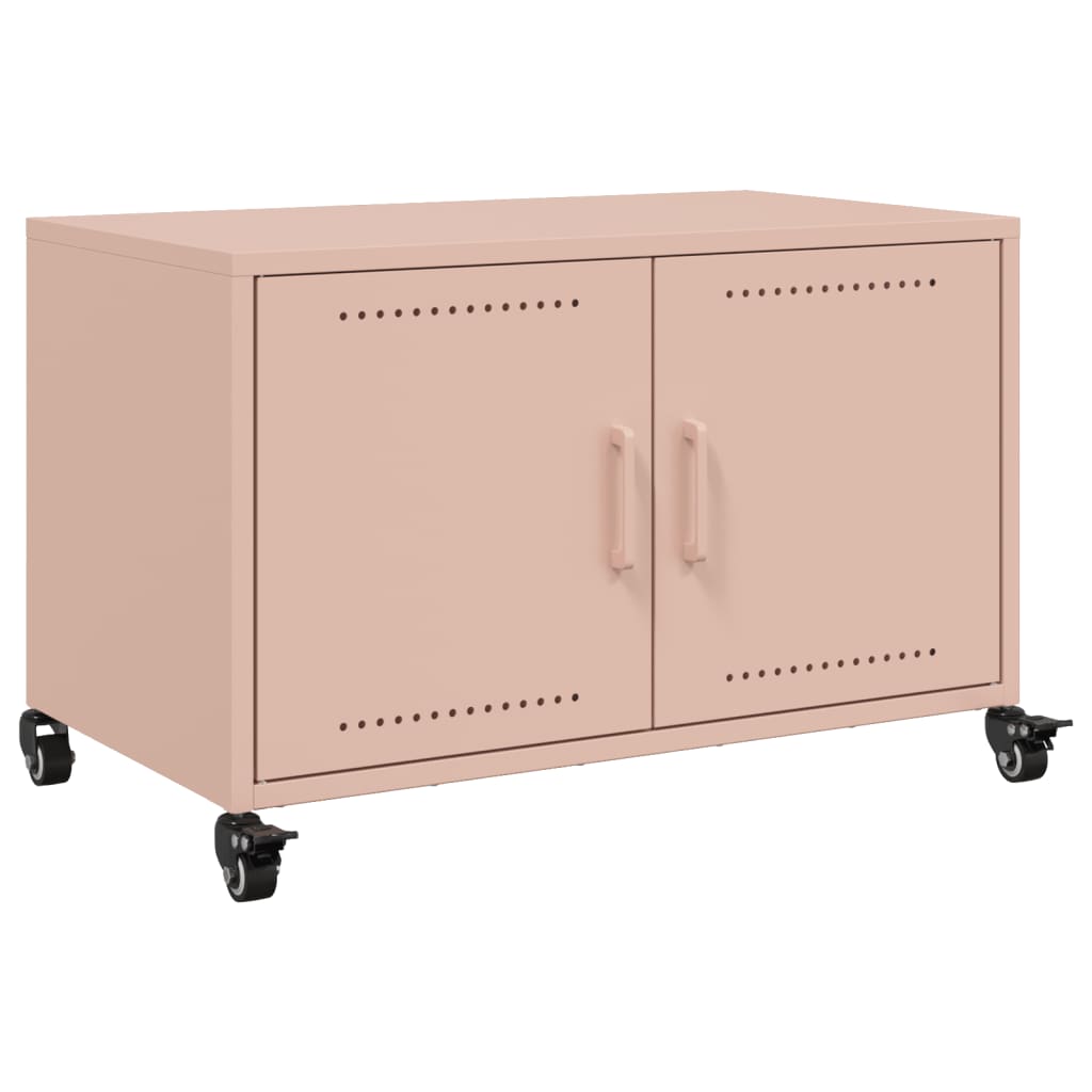 vidaXL Szafka RTV, różowa, 68x39x43,5 cm, stal