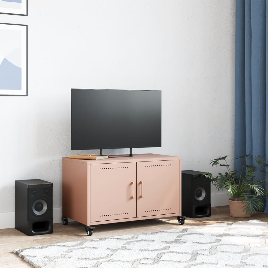 vidaXL Szafka RTV, różowa, 68x39x43,5 cm, stal
