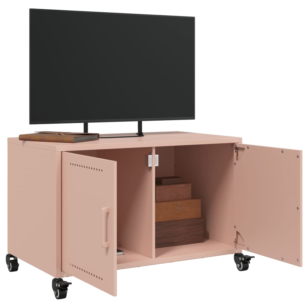 vidaXL Szafka RTV, różowa, 68x39x43,5 cm, stal
