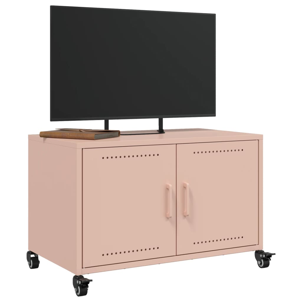 vidaXL Szafka RTV, różowa, 68x39x43,5 cm, stal