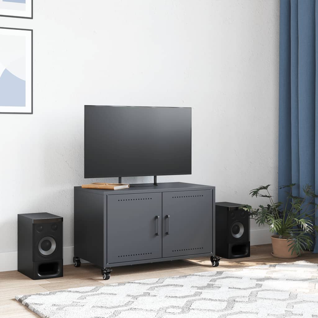 vidaXL Szafka RTV, antracytowa, 68x39x43,5 cm, stal
