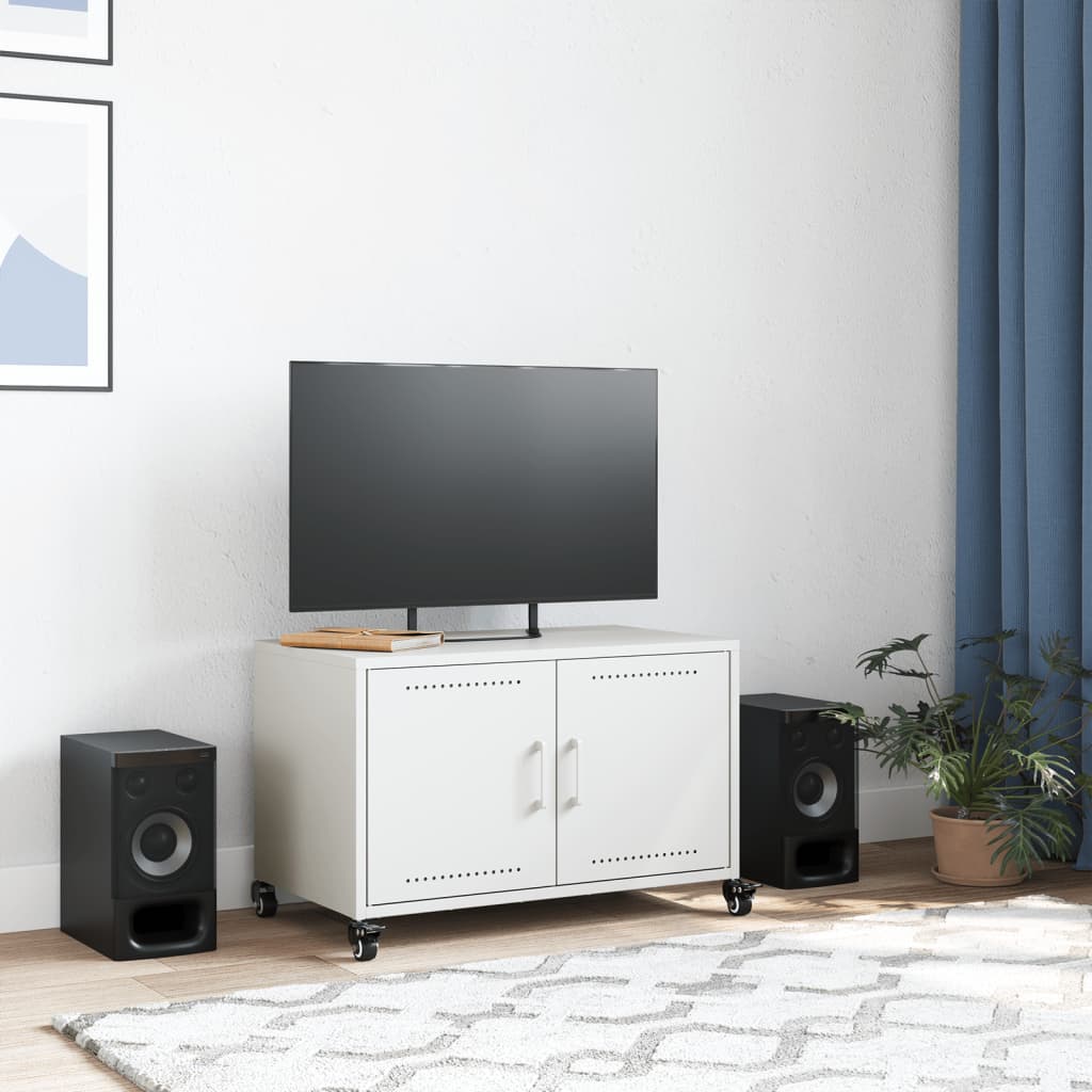 vidaXL Szafka RTV, biała, 68x39x43,5 cm, stal