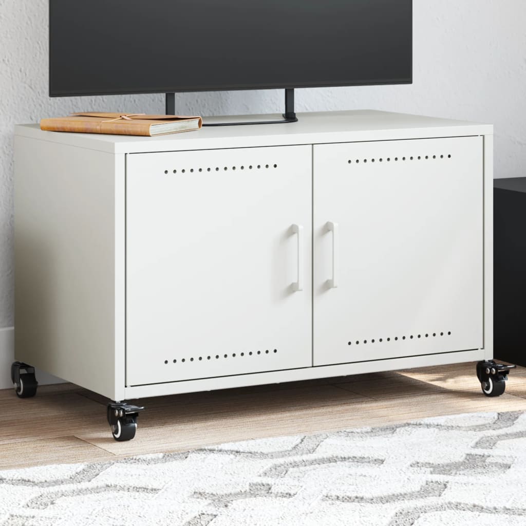 vidaXL Szafka RTV, biała, 68x39x43,5 cm, stal
