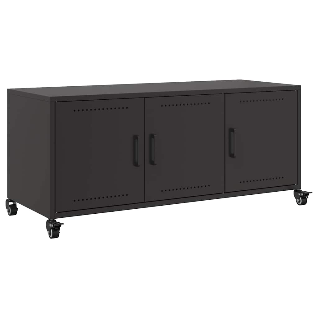 vidaXL Szafka RTV, czarna, 100,5x39x43,5 cm, stal