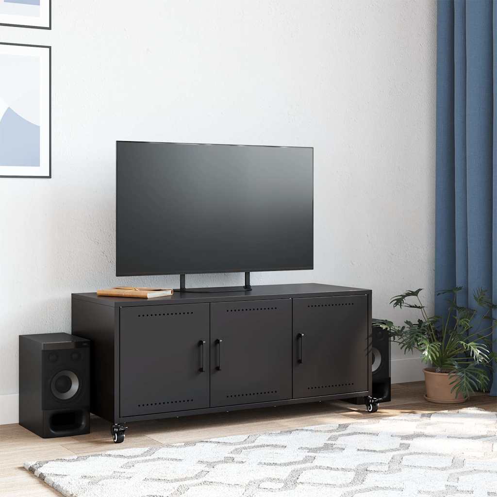 vidaXL Szafka RTV, czarna, 100,5x39x43,5 cm, stal