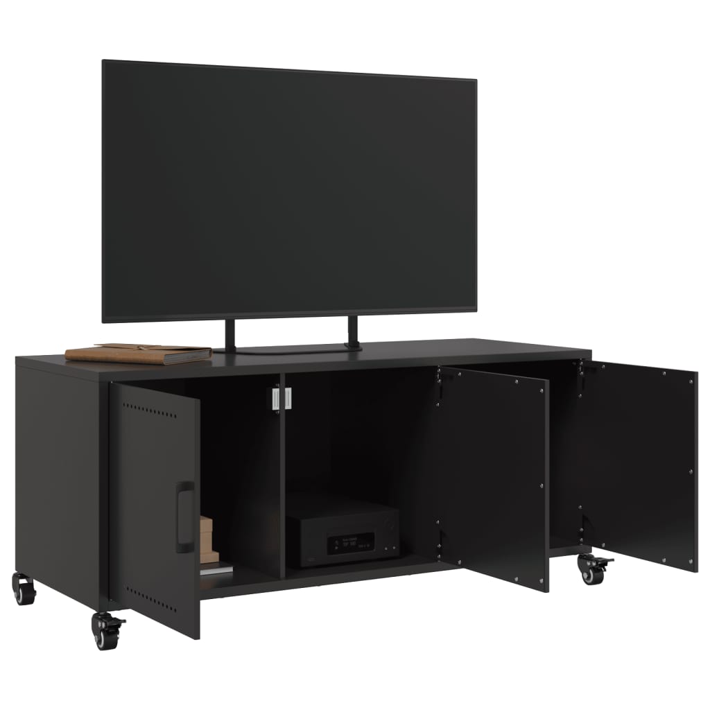 vidaXL Szafka RTV, czarna, 100,5x39x43,5 cm, stal