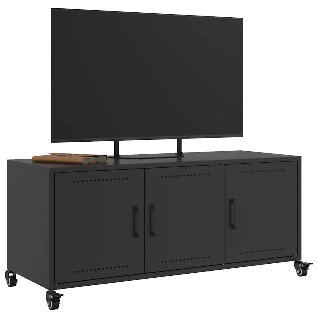 vidaXL Szafka RTV, czarna, 100,5x39x43,5 cm, stal