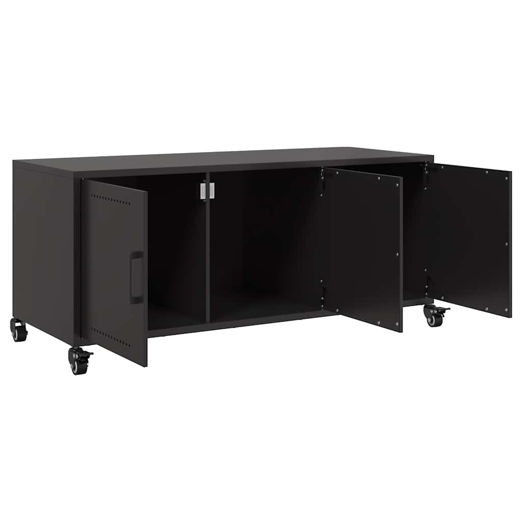 vidaXL Szafka RTV, czarna, 100,5x39x43,5 cm, stal