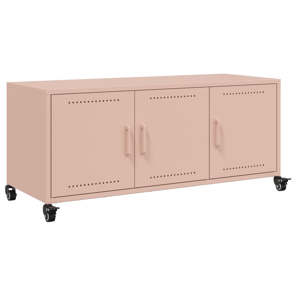 vidaXL Szafka RTV, różowa, 100,5x39x43,5 cm, stal
