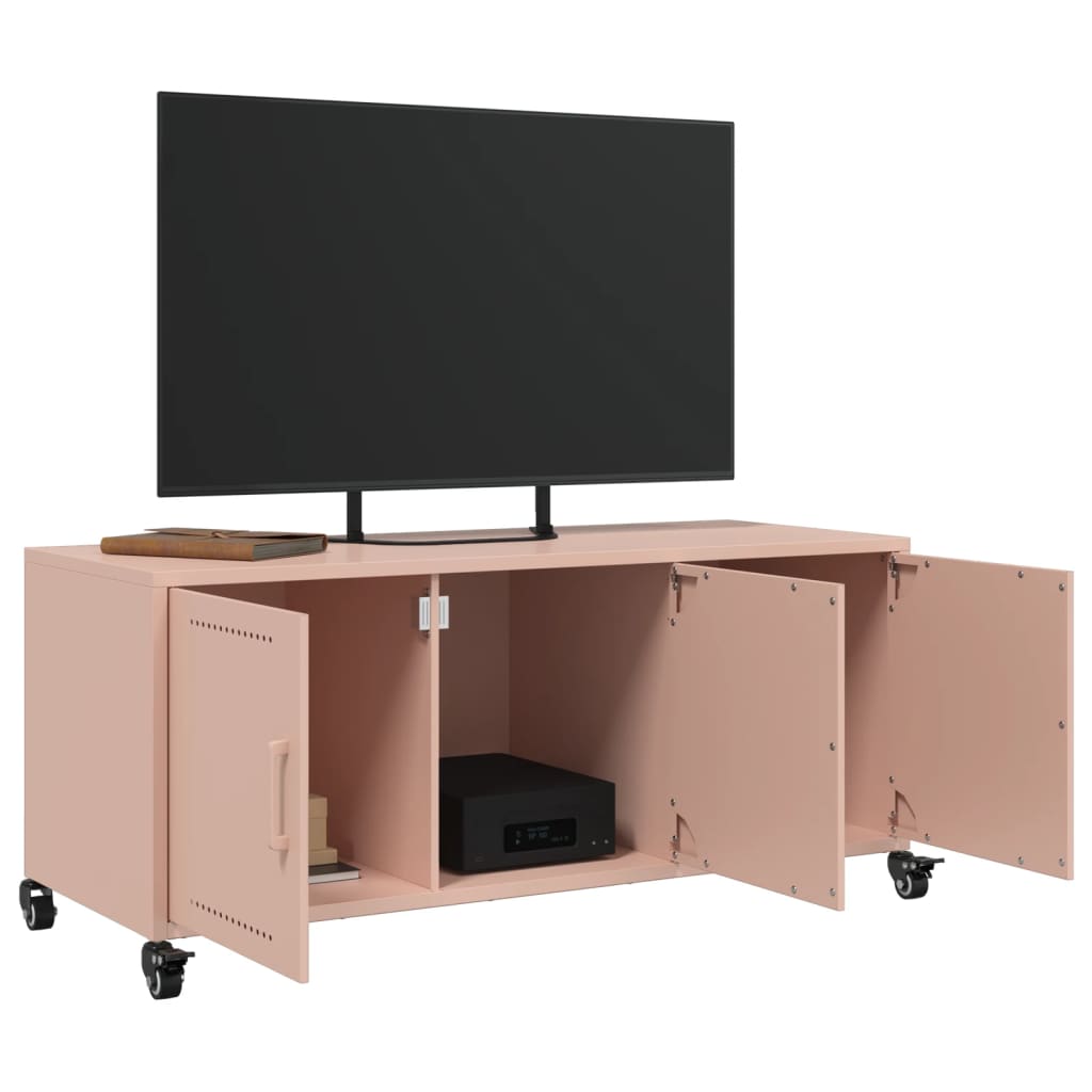 vidaXL Szafka RTV, różowa, 100,5x39x43,5 cm, stal