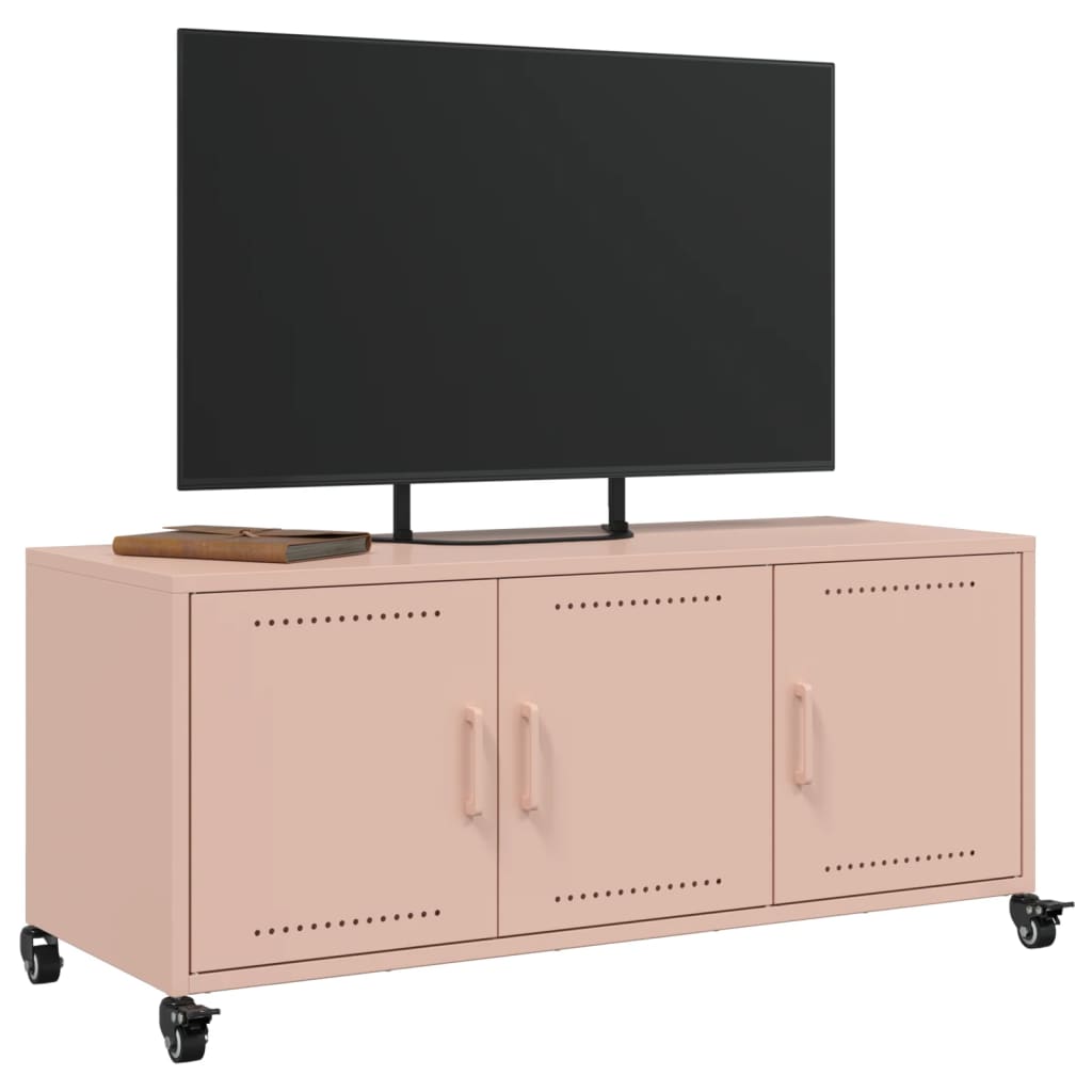 vidaXL Szafka RTV, różowa, 100,5x39x43,5 cm, stal
