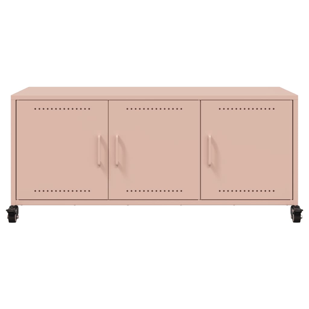 vidaXL Szafka RTV, różowa, 100,5x39x43,5 cm, stal