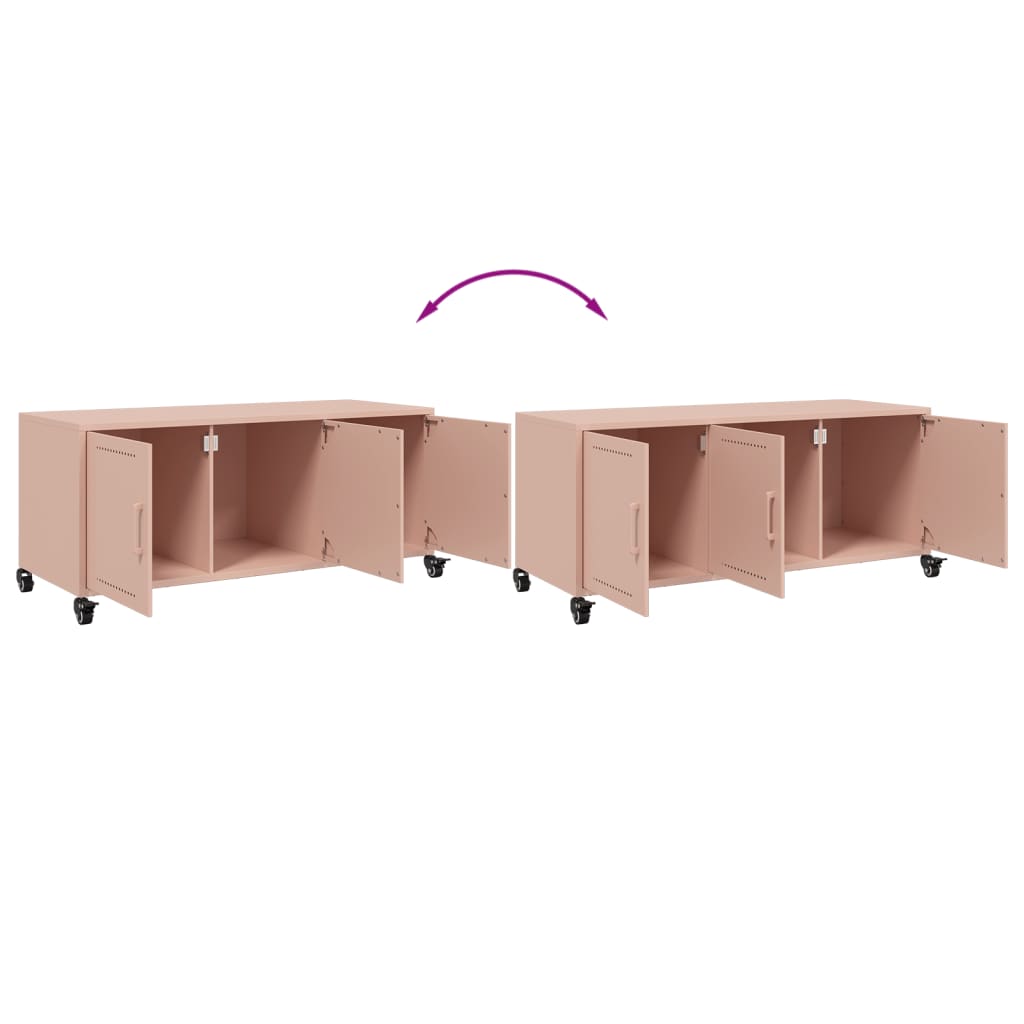vidaXL Szafka RTV, różowa, 100,5x39x43,5 cm, stal