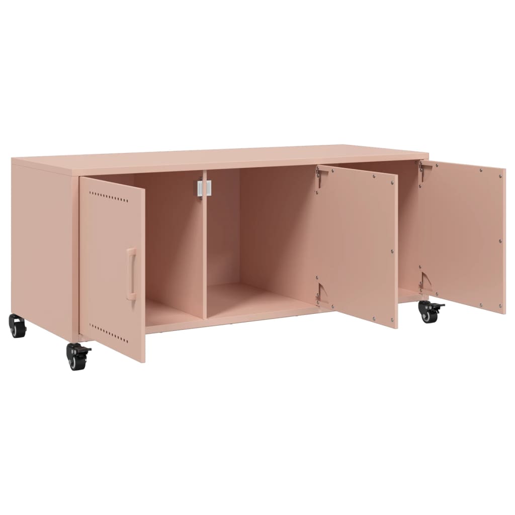 vidaXL Szafka RTV, różowa, 100,5x39x43,5 cm, stal