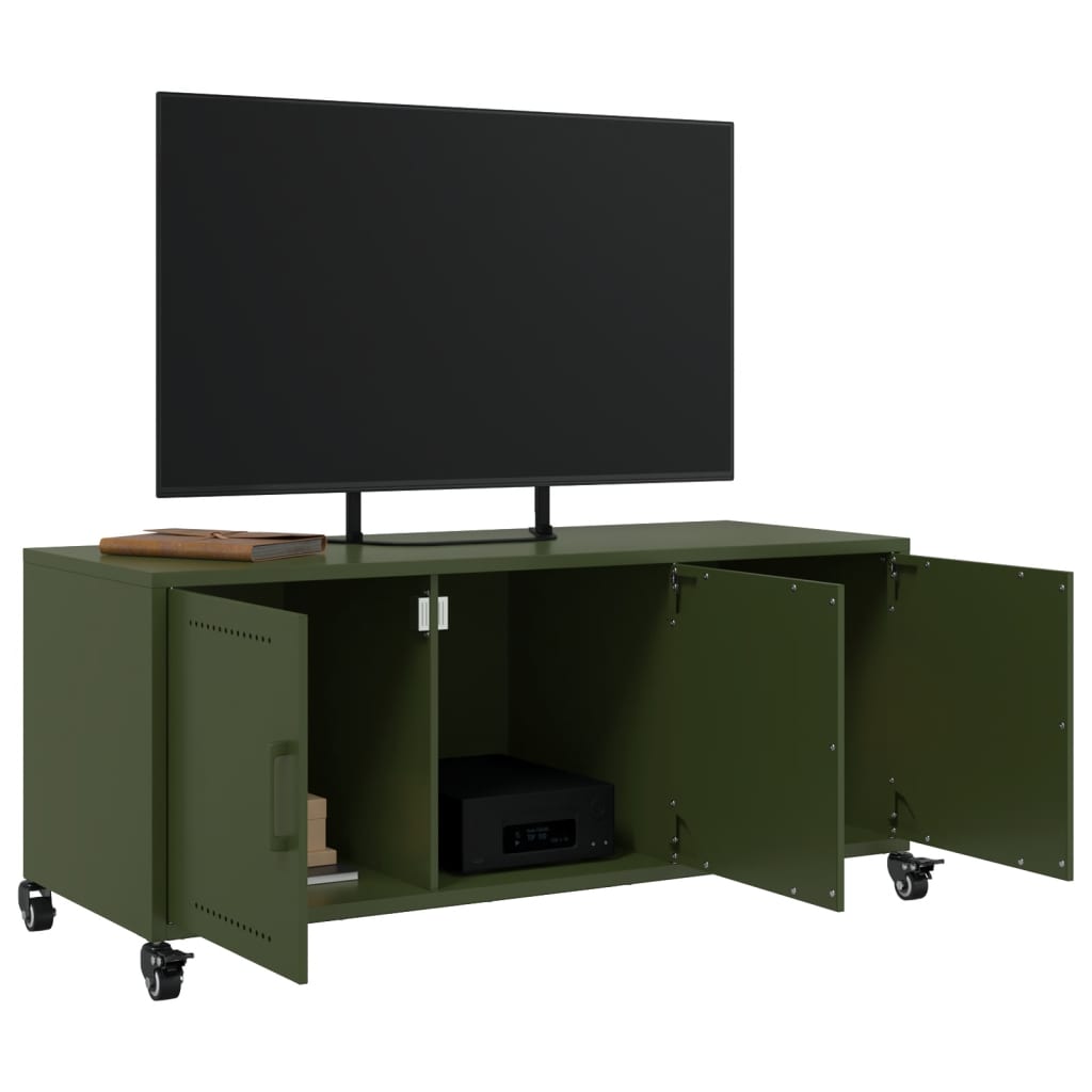 vidaXL Szafka RTV, oliwkowa, 100,5x39x43,5 cm, stal