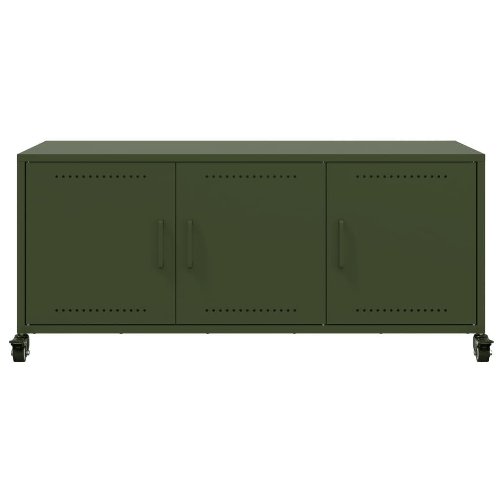 vidaXL Szafka RTV, oliwkowa, 100,5x39x43,5 cm, stal